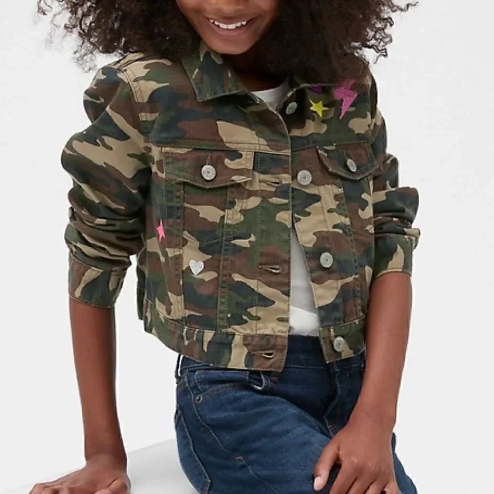 Gap Girls Camo Girls Cropped Jeans Jacket(Size Small)